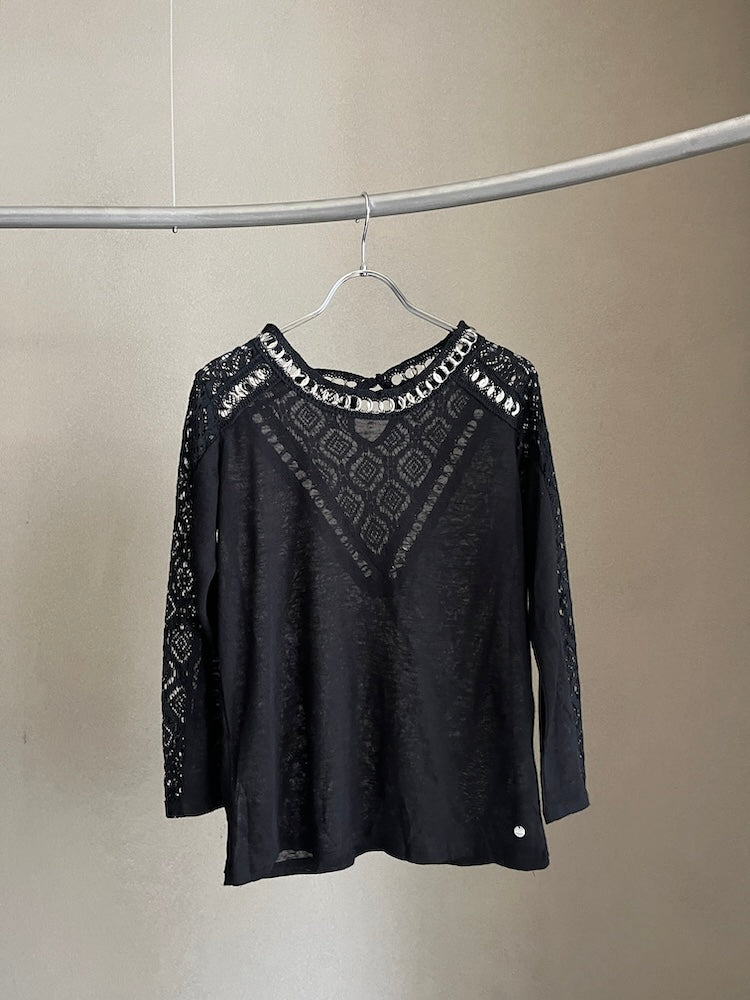 Silver Parts Lace Top