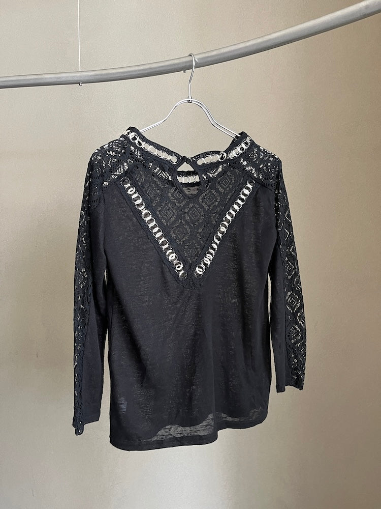 Silver Parts Lace Top