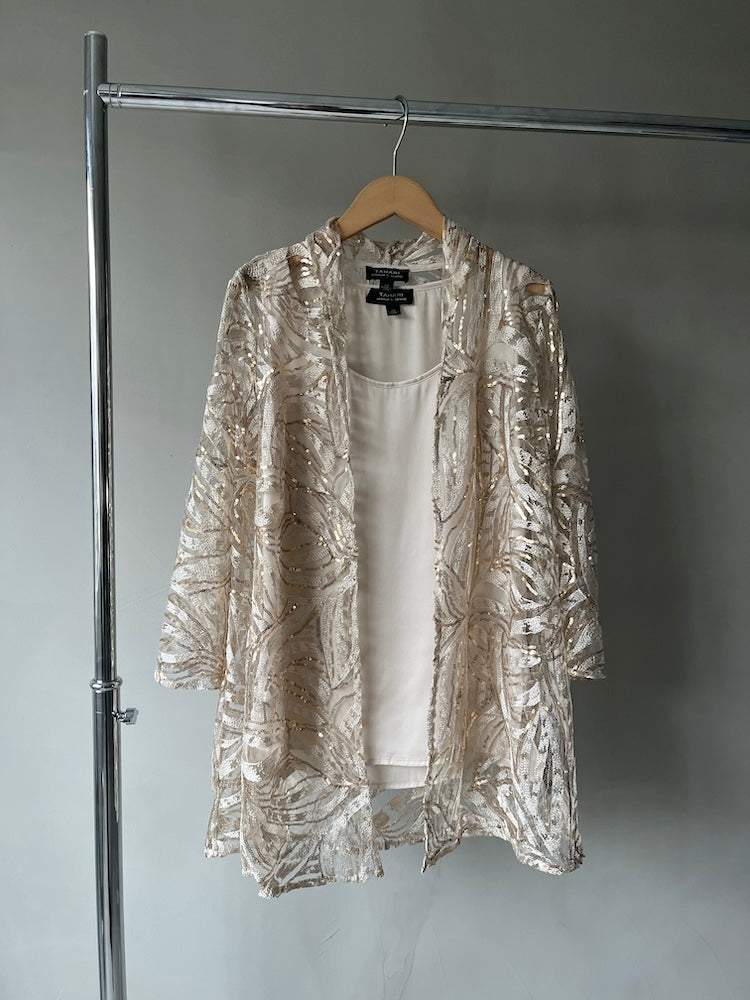 80-90s Sequins Champagne Gown