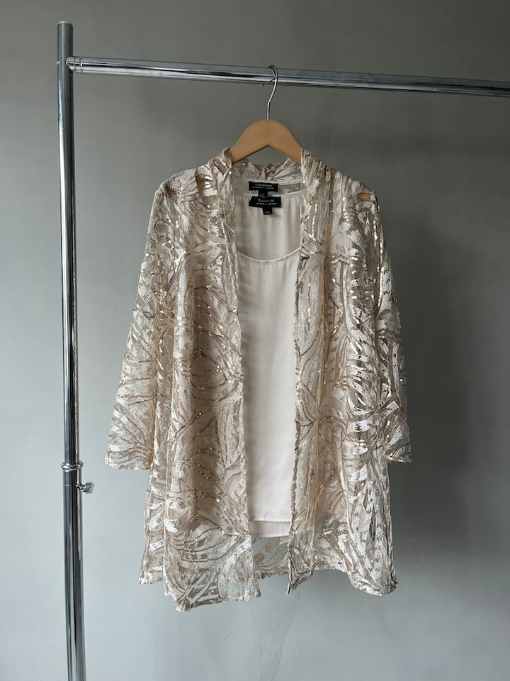 80-90s Sequins Champagne Gown