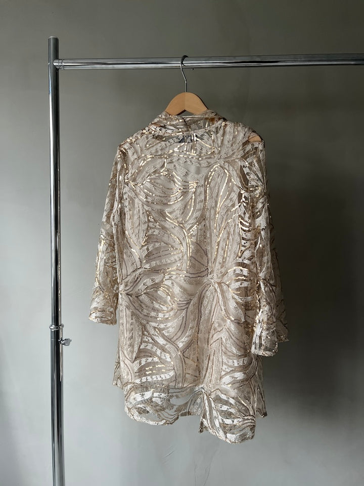 80-90s Sequins Champagne Gown