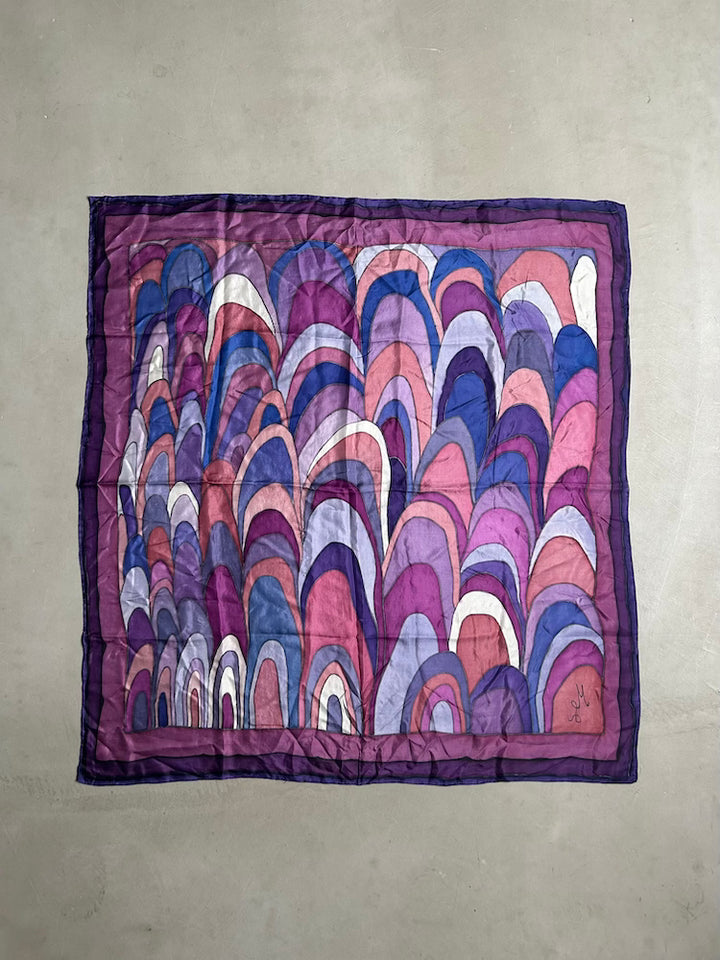 Vintage Scarf / Purple Feather
