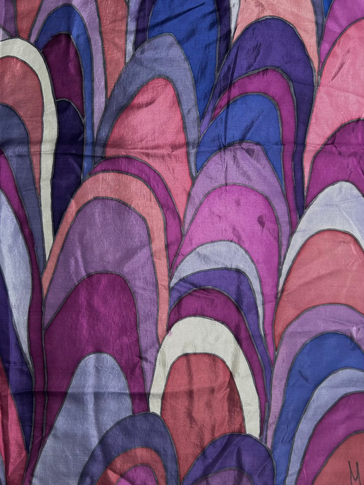 Vintage Scarf / Purple Feather