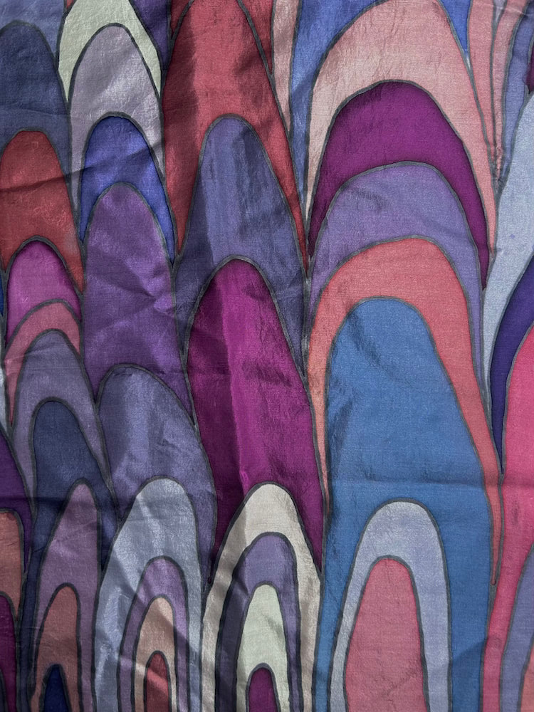 Vintage Scarf / Purple Feather