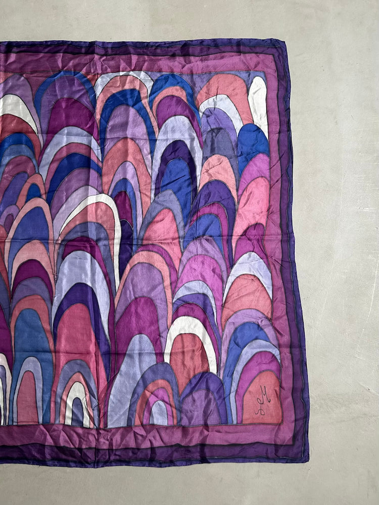 Vintage Scarf / Purple Feather
