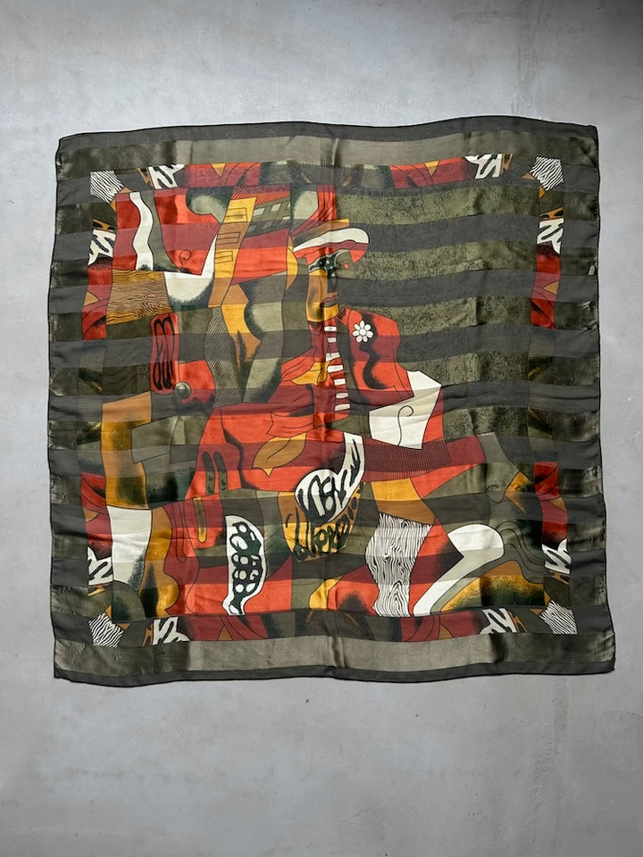 Vintage Scarf / Green Picasso