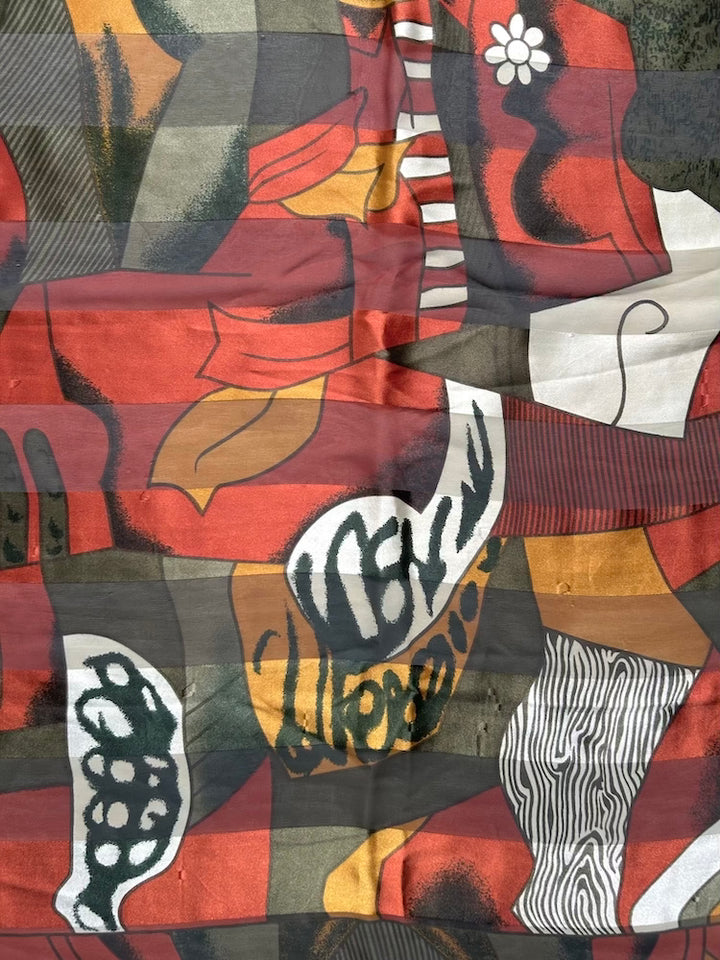 Vintage Scarf / Green Picasso