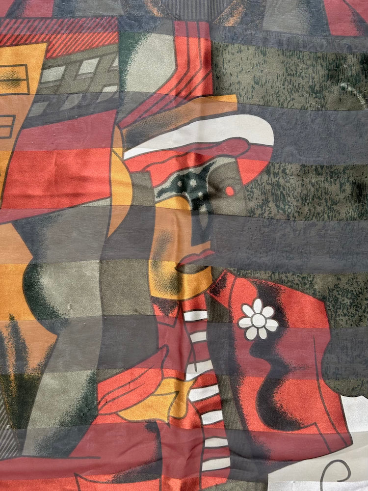 Vintage Scarf / Green Picasso