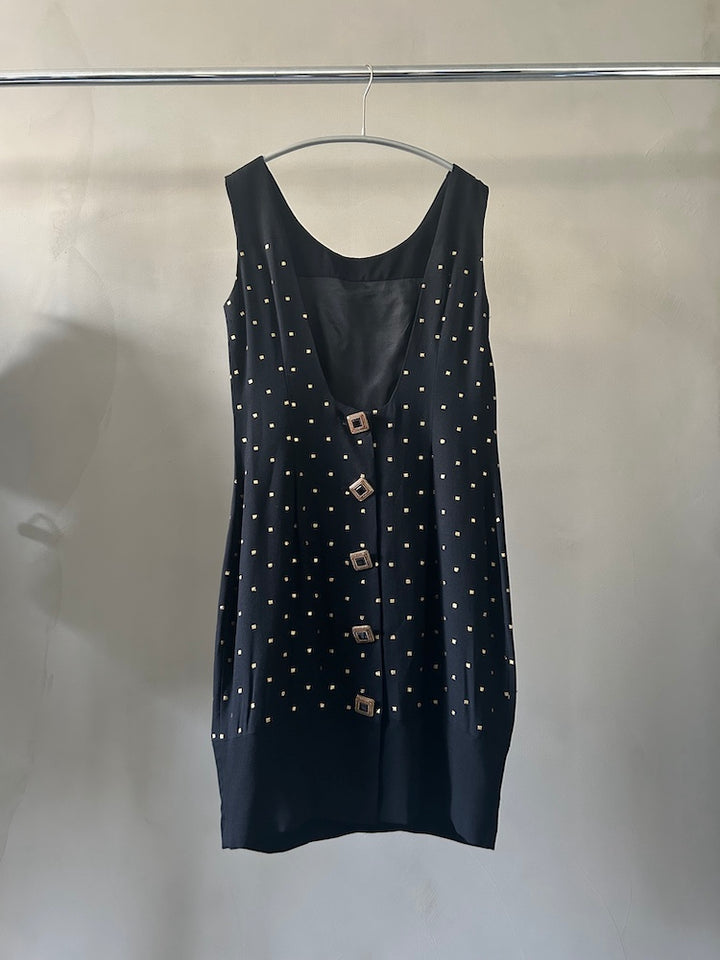 Uneck Dot Midi Dress