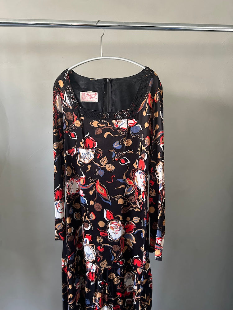 70s Rose Painting Dress