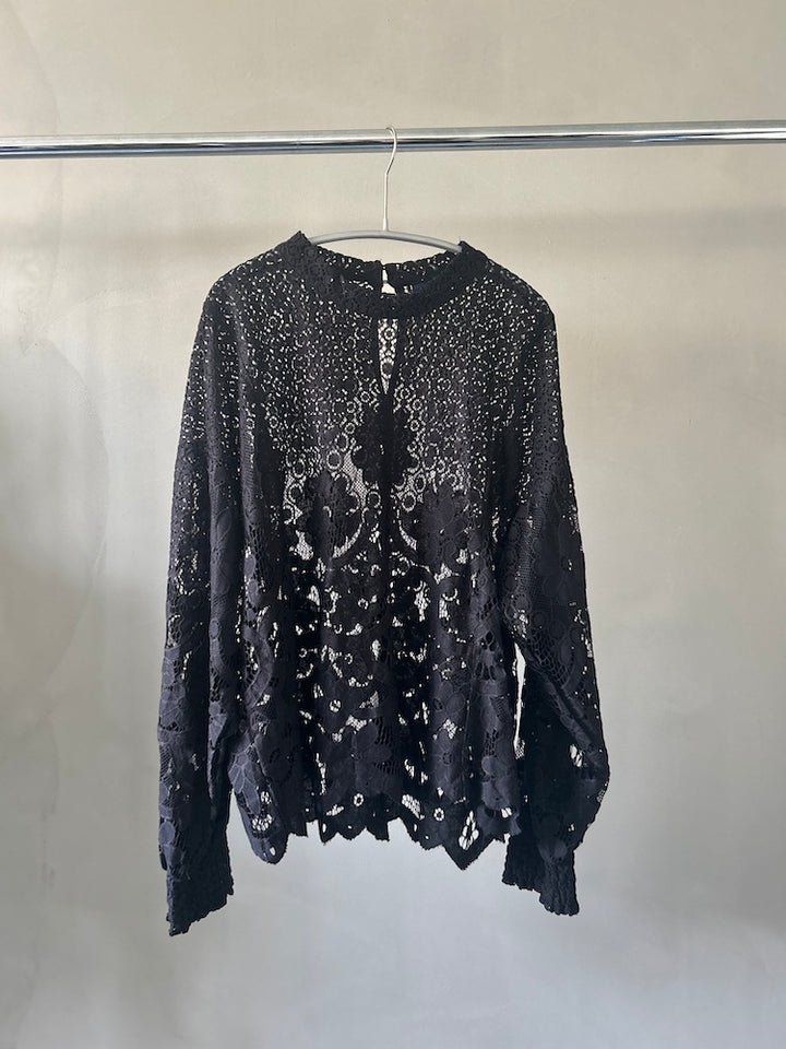Black Flower Lace Top