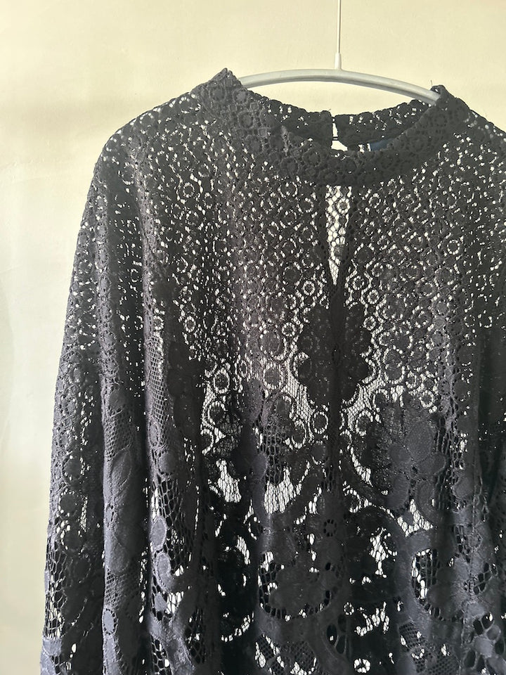Black Flower Lace Top