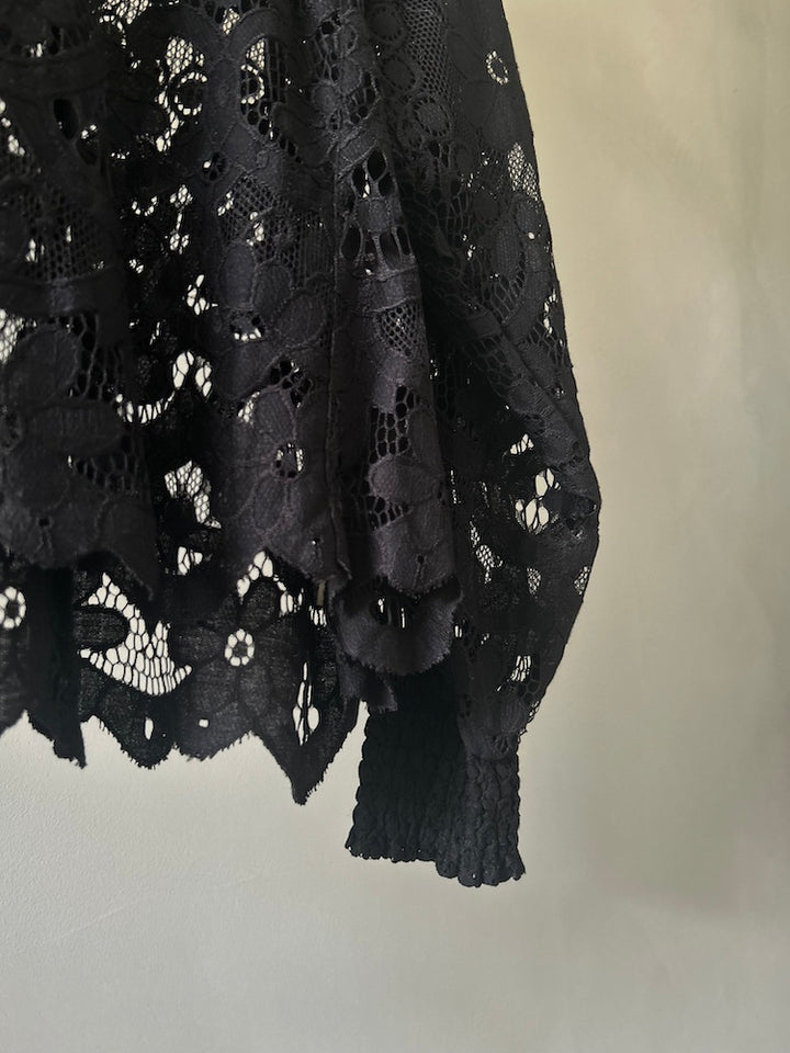 Black Flower Lace Top
