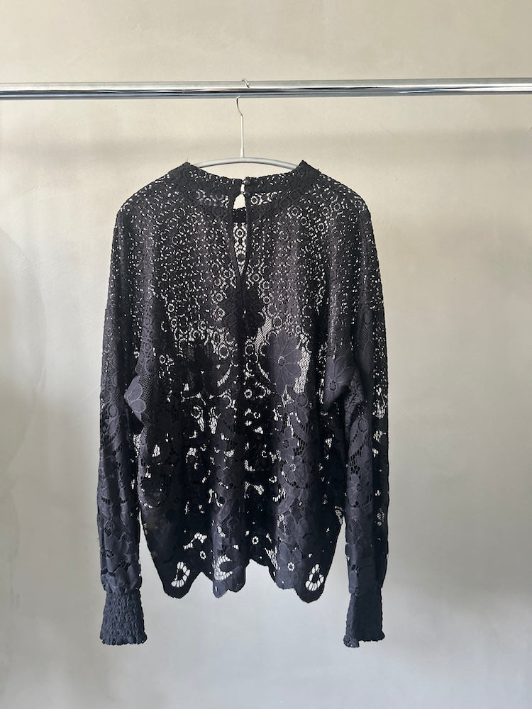 Black Flower Lace Top