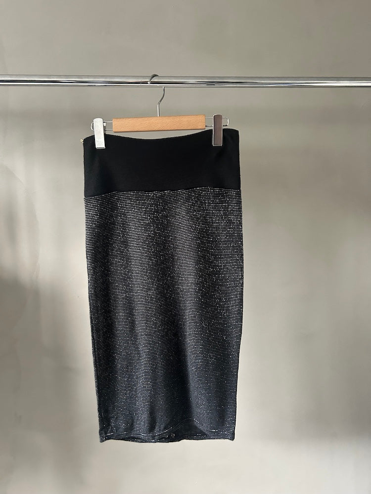 Stripe Lame Midi Skirt