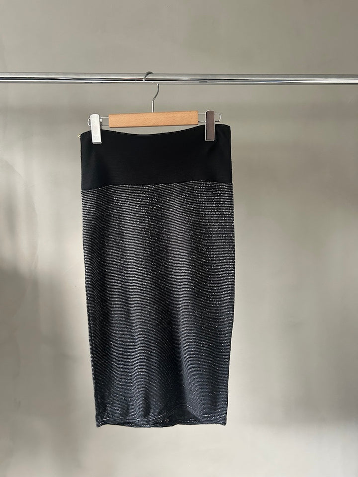 Stripe Lame Midi Skirt