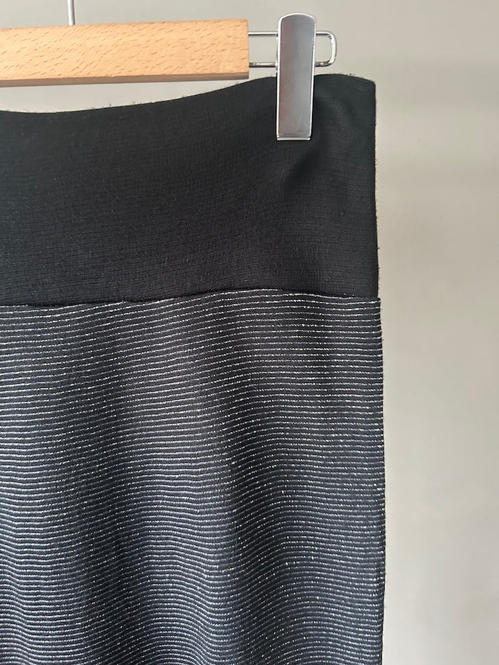 Stripe Lame Midi Skirt