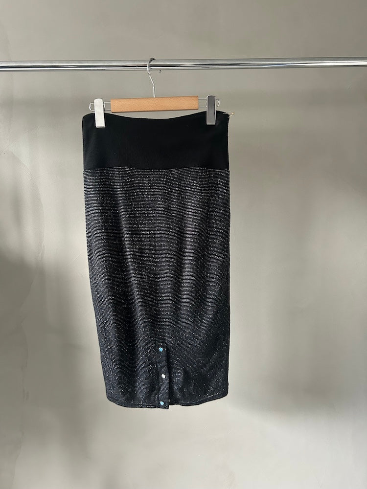 Stripe Lame Midi Skirt