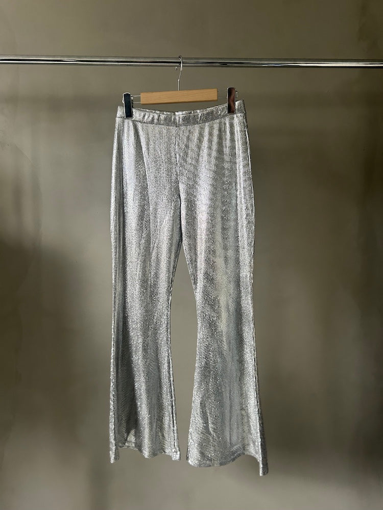 Silver Stretch Flare Pants