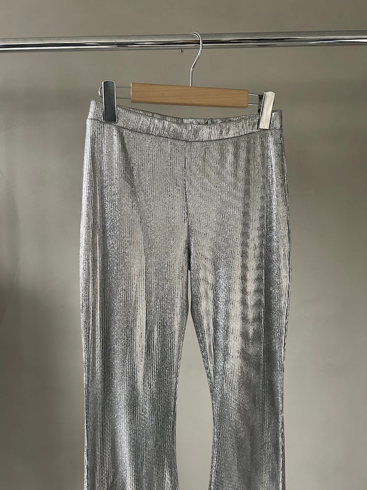 Silver Stretch Flare Pants