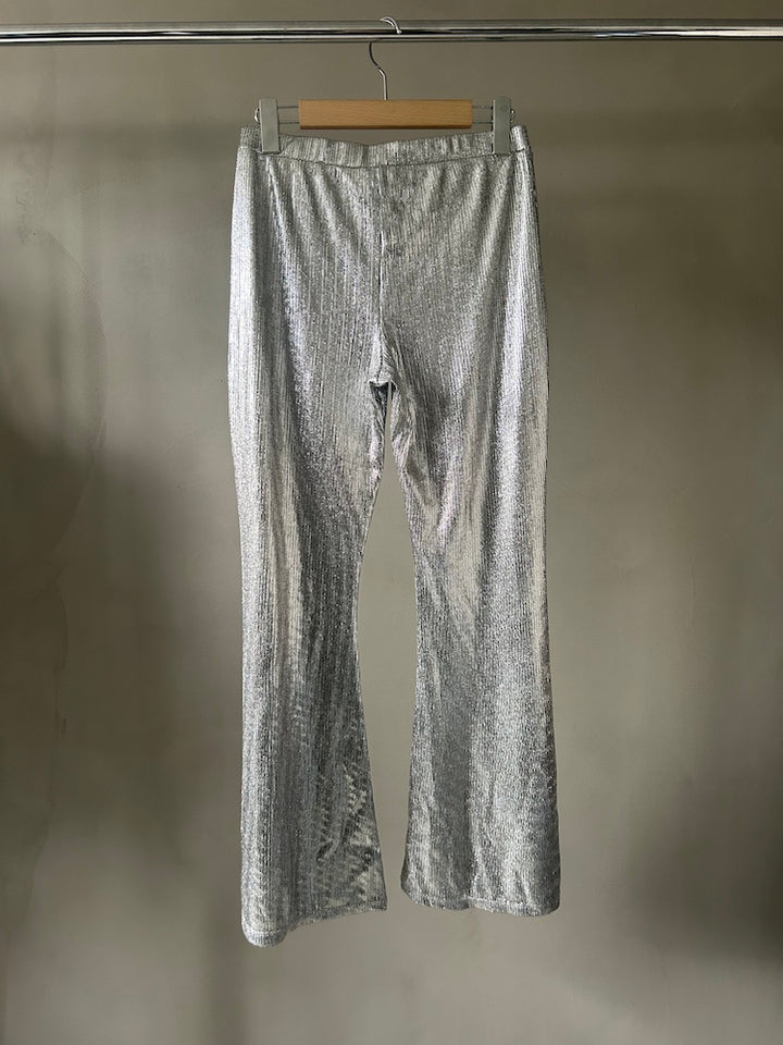Silver Stretch Flare Pants