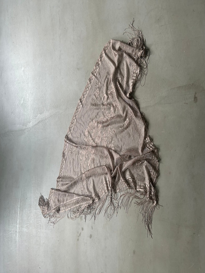 Vintage Scarf / Fringe Beige