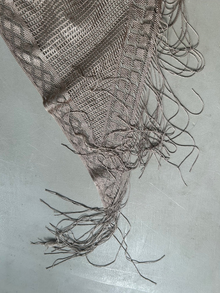 Vintage Scarf / Fringe Beige