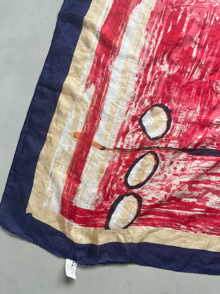 Vintage Scarf / Red Art