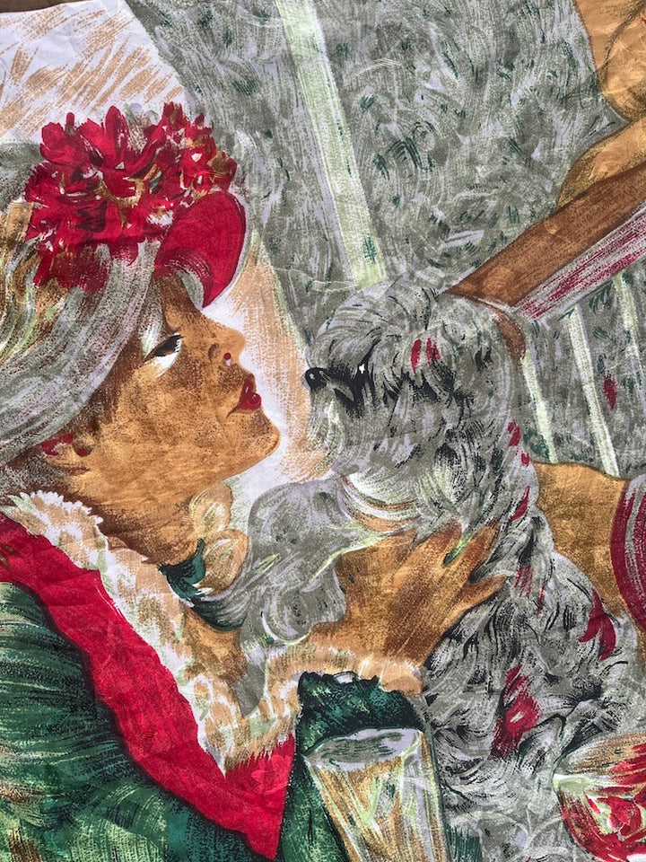 Vintage Scarf / Women & Dog