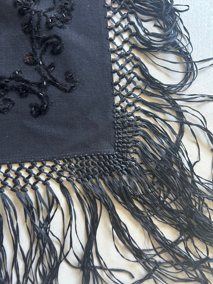 Vintage Scarf / Embroidery Fringe