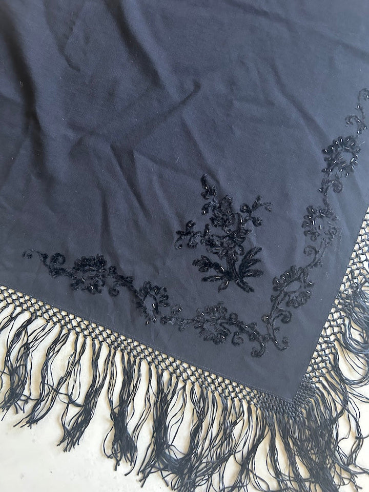 Vintage Scarf / Embroidery Fringe
