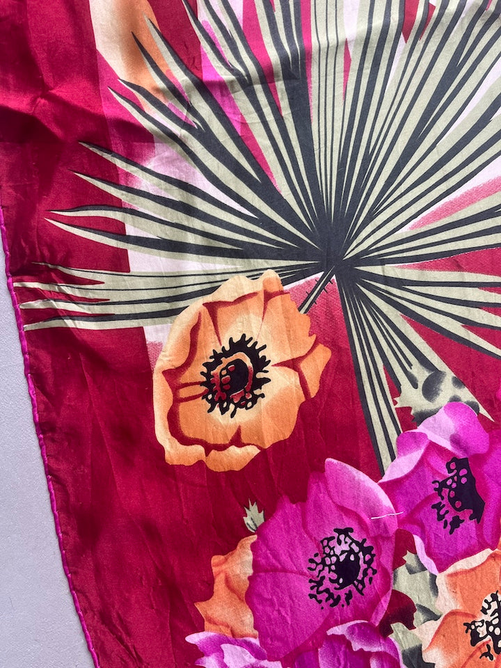Vintage Scarf / Red Flower