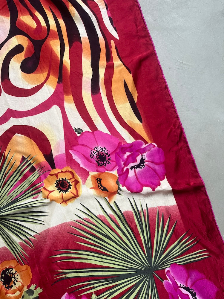 Vintage Scarf / Red Flower