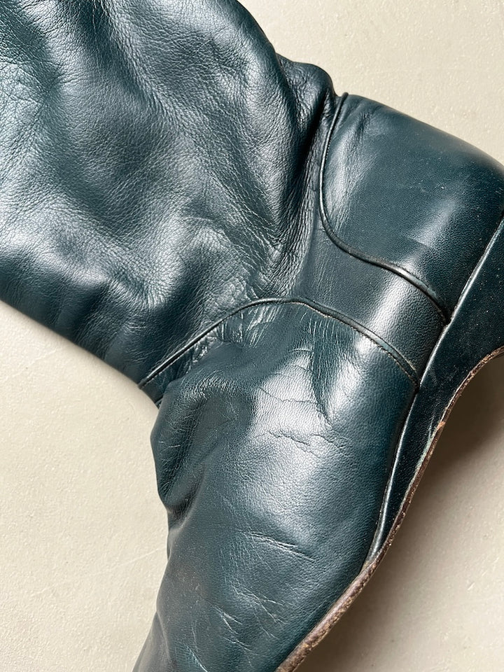 Moss Green Leather Boots