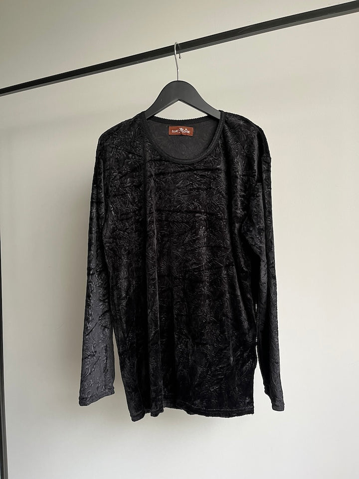 Black Flower Velour Tee