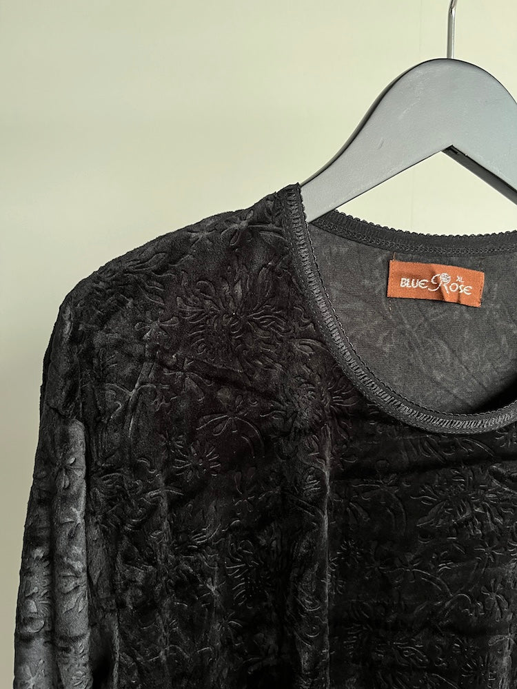 Black Flower Velour Tee