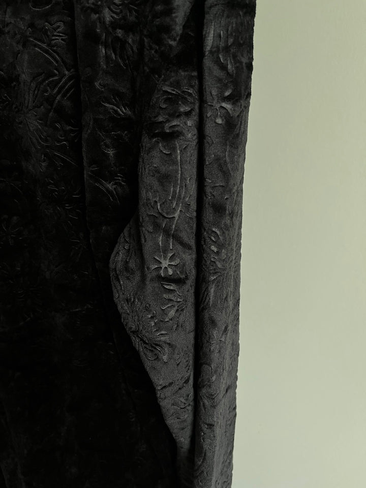 Black Flower Velour Tee