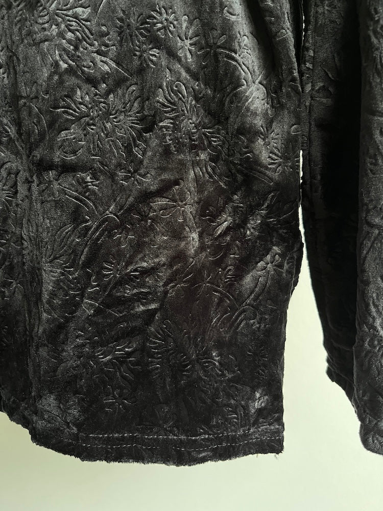 Black Flower Velour Tee