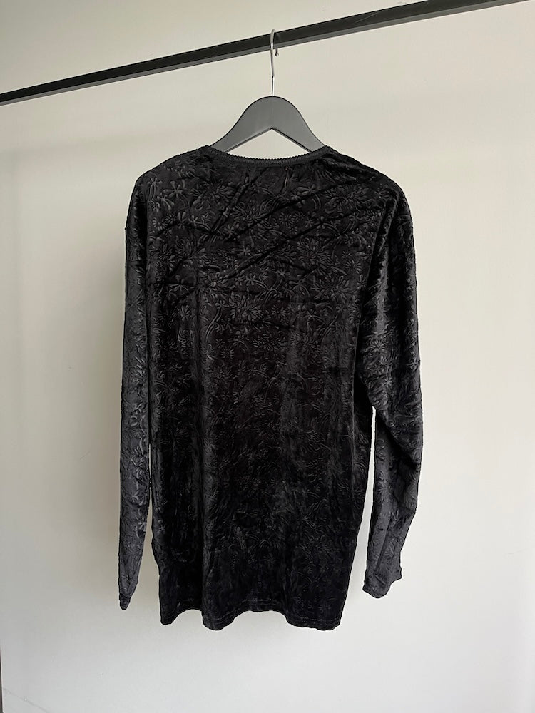 Black Flower Velour Tee