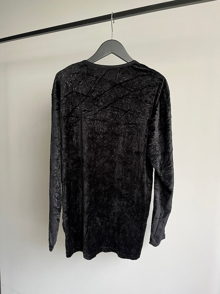 Black Flower Velour Tee