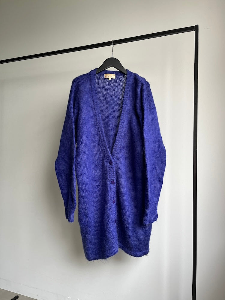 Mohair Blue Long Cardigan