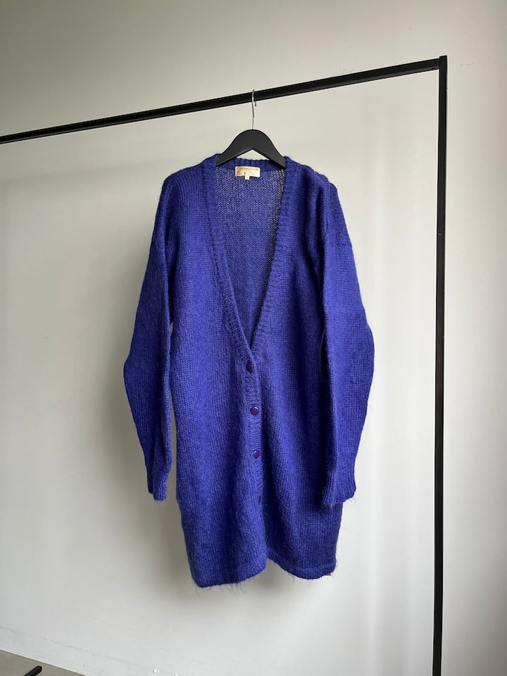 Mohair Blue Long Cardigan