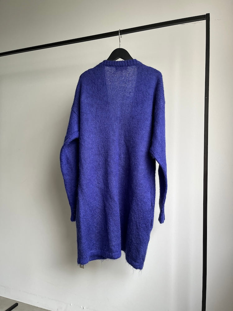 Mohair Blue Long Cardigan