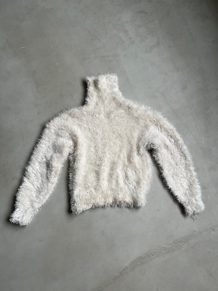 White Shaggy Cropped Knit