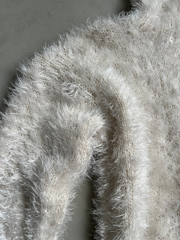 White Shaggy Cropped Knit