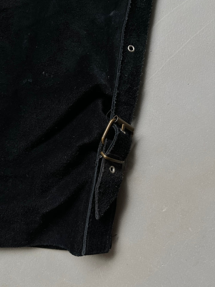 Side Belt Suede Skirt