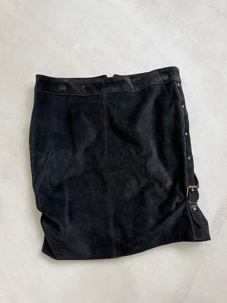 Side Belt Suede Skirt