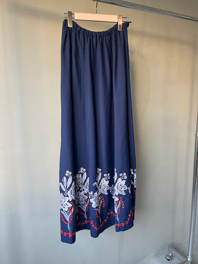 70s Hem Lily Navy Long Skirt