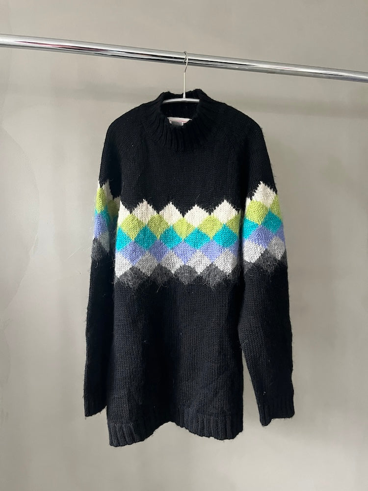 80s Mock Neck Thick Line Knit