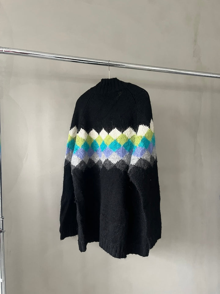 80s Mock Neck Thick Line Knit